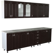 Bucatarie Zebra 260 cm din MDF Wenge cu blat termoizolant gri